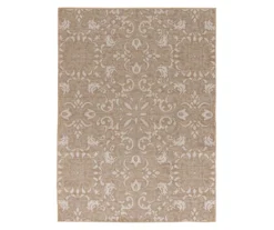Broyhill Sandpointe Tan & Ecru Damask Outdoor Area Rug -Garden Furniture Store 810546500 810546501 810546502 1