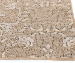 Broyhill Sandpointe Tan & Ecru Damask Outdoor Area Rug -Garden Furniture Store 810546500 810546501 810546502 2