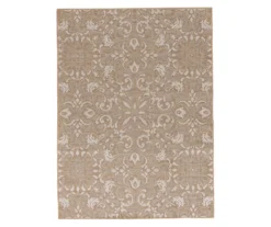 Broyhill Sandpointe Tan & Ecru Damask Outdoor Area Rug -Garden Furniture Store 810546500 810546501 8105465021