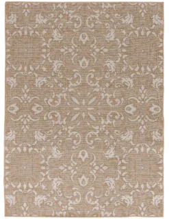 Broyhill Sandpointe Granite & Ecru Damask Outdoor Area Rug -Garden Furniture Store 810546509 810546512