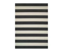 Afuera Onyx & Ivory Stripe Outdoor Area Rug -Garden Furniture Store 810547478 1