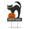 "Beware" Light Up Cat & Jack O'Lantern Yard Stake