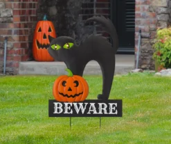 "Beware" Light Up Cat & Jack O'Lantern Yard Stake 15 "Beware" Light Up Cat & Jack O'Lantern Yard Stake -Garden Furniture Store 810547697 8