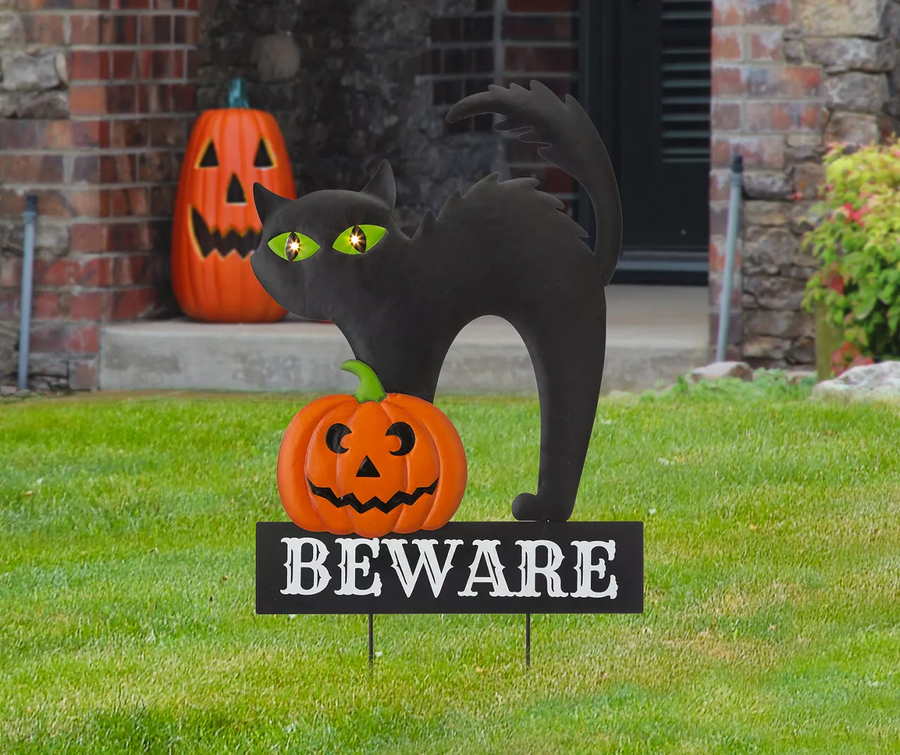 "Beware" Light Up Cat & Jack O'Lantern Yard Stake 9 "Beware" Light Up Cat & Jack O'Lantern Yard Stake - Image 7
