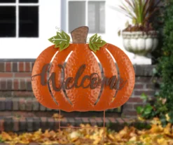 "Welcome" Pumpkin Yard Stake -Garden Furniture Store 810547854 2