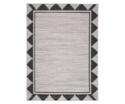 Broyhill Gray & Black Geometric Border Outdoor Area Rug -Garden Furniture Store 810547882
