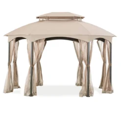 Manhattan Gazebo Beige Replacement Riplock Canopy & Side Mosquito Netting Set -Garden Furniture Store 810549197 11