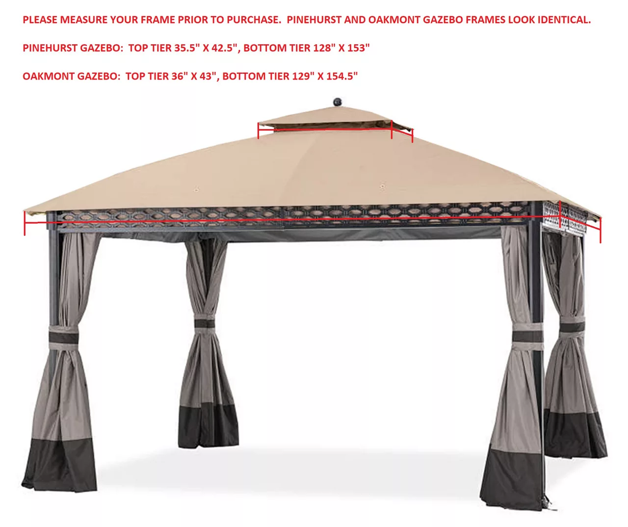 Oakmont Gazebo Beige Replacement Riplock Canopy & Side Mosquito Netting Set 5 Oakmont Gazebo Beige Replacement Riplock Canopy & Side Mosquito Netting Set - Image 3