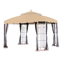 Bay Window Single Finial Gazebo Beige Replacement Riplock Canopy -Garden Furniture Store 810549292 31