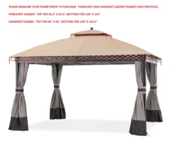 Pinehurst Gazebo Beige Replacement Riplock Canopy & Side Mosquito Netting Set -Garden Furniture Store 810549371 31
