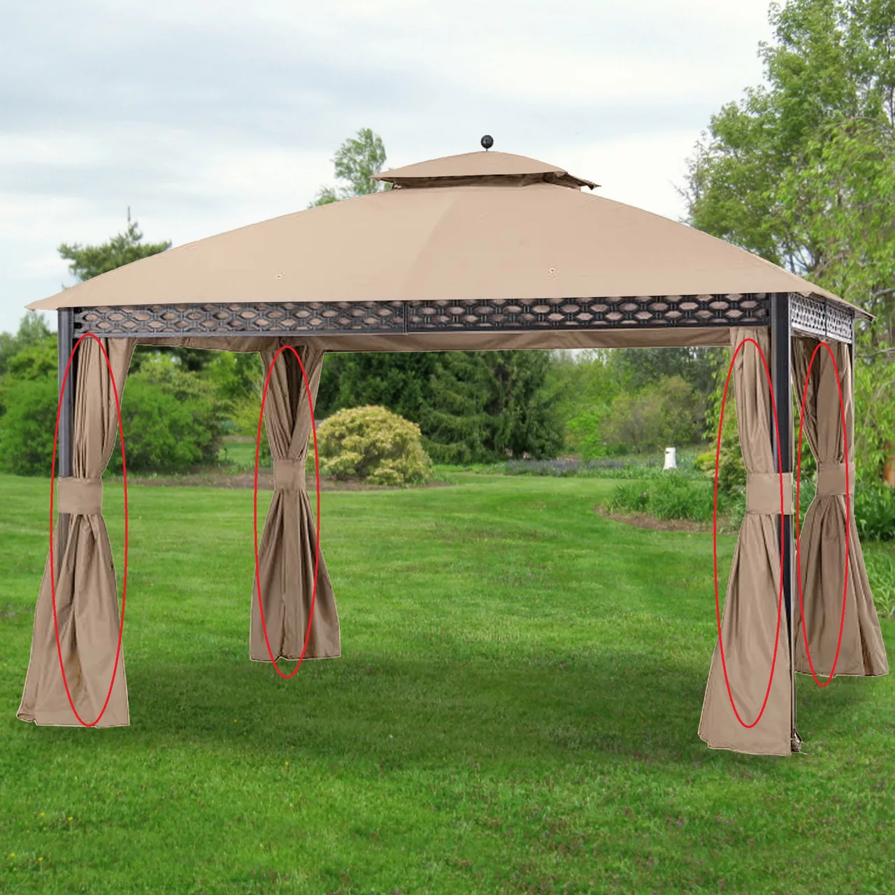 Pinehurst Gazebo Beige Replacement Privacy Curtain Set 3 Pinehurst Gazebo Beige Replacement Privacy Curtain Set