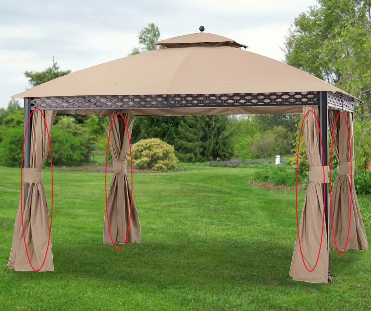 Pinehurst Gazebo Beige Replacement Privacy Curtain Set 8 Pinehurst Gazebo Beige Replacement Privacy Curtain Set - Image 6