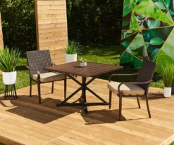 Autumn Cove Light Brown Wood Look Square Steel Patio Dining Table -Garden Furniture Store 810557039 810554373 9
