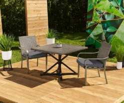 Autumn Cove Light Brown Wood Look Square Steel Patio Dining Table -Garden Furniture Store 810557039 810554375 11