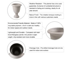 Glitzhome Plastic Urn Planters, 2-Pack -Garden Furniture Store 810565981 5