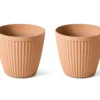 Glitzhome 15.5" Fluted Plastic Planters, 2-Pack -Garden Furniture Store 810565984 1