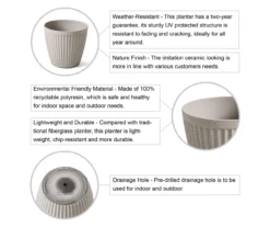 Glitzhome 15.5" Fluted Plastic Planters, 2-Pack -Garden Furniture Store 810565985 4