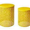 Yellow Cutout Pattern 2-Piece Metal Garden Table Set -Garden Furniture Store 810566019 1