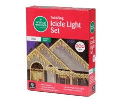 Clear Twinkling Icicle Light Set With White Wire, 200-Lights -Garden Furniture Store 810567506 3