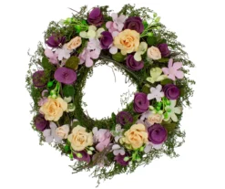14" Purple & Green Floral & Berry Wreath