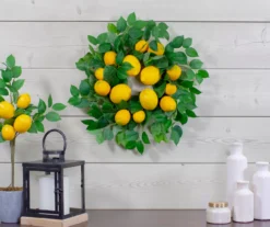 18" Lemon & Teardrop Leaf Wreath -Garden Furniture Store 810574679 1