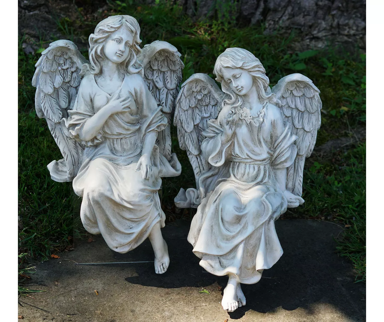 Northlight Sitting Angel 2-Piece Garden Statuary Set 4 Northlight Sitting Angel 2-Piece Garden Statuary Set - Image 2