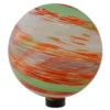 10" Orange & Green Swirl Glass Gazing Ball