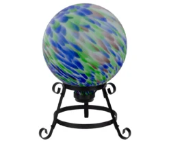10" Blue, Green & Purple Swirl Glass Gazing Ball -Garden Furniture Store 810576006 1