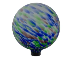 10" Blue, Green & Purple Swirl Glass Gazing Ball -Garden Furniture Store 810576006 2