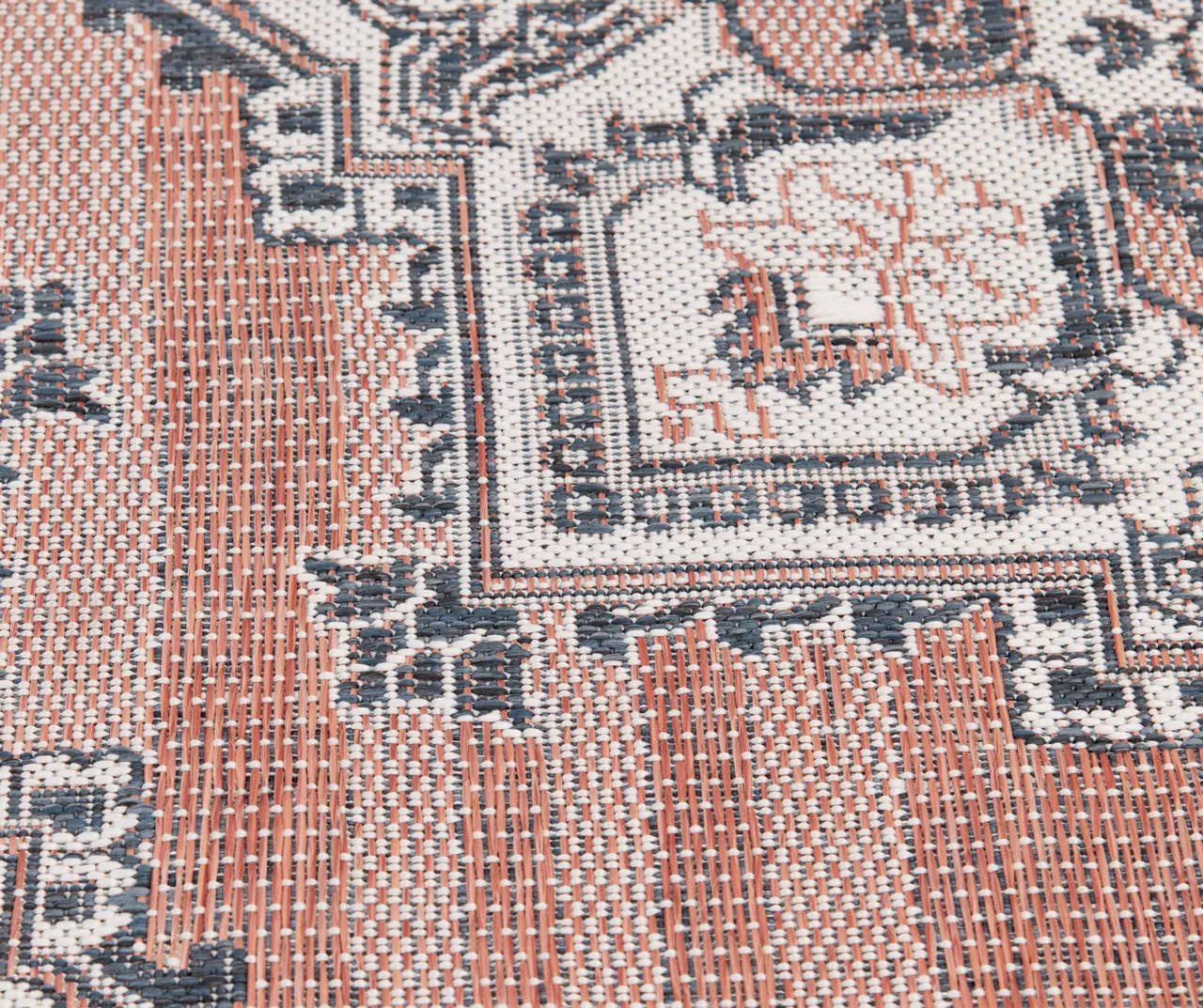 Broyhill Braiden Orange & Navy Floral Medallion Outdoor Area Rug 7 Broyhill Braiden Orange & Navy Floral Medallion Outdoor Area Rug - Image 5