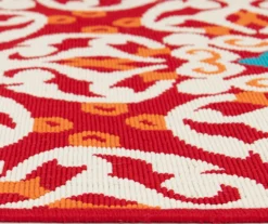 Rilassare Red & Orange Medallion Lattice Outdoor Area Rug, (5' X 7') -Garden Furniture Store 810591263 810591264 810591265 5 1