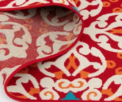 Rilassare Red & Orange Medallion Lattice Outdoor Area Rug, (5' X 7') -Garden Furniture Store 810591263 810591264 810591265 6 1