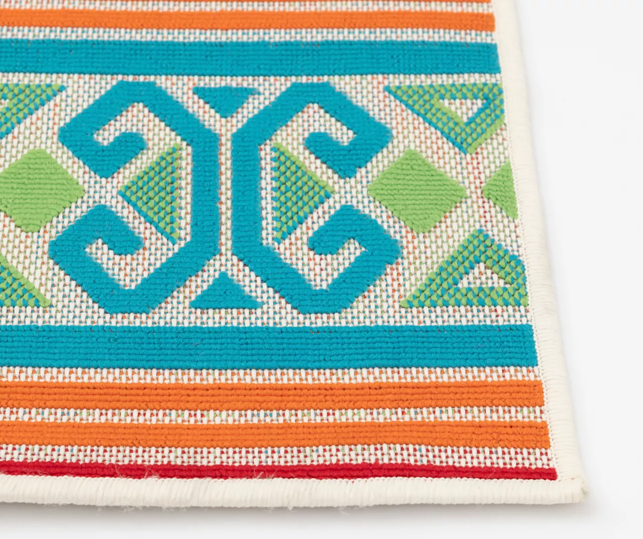 Emeliene Orange & Blue Geometric Linework Outdoor Area Rug, (7.8' X 9.5') 4 Emeliene Orange & Blue Geometric Linework Outdoor Area Rug, (7.8' X 9.5') - Image 2
