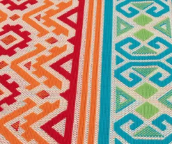 Emeliene Orange & Blue Geometric Linework Outdoor Area Rug -Garden Furniture Store 810591266 810591267 810591268 4 1