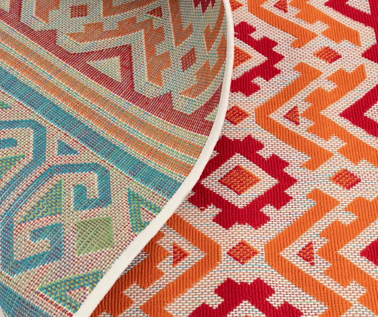 Emeliene Orange & Blue Geometric Linework Outdoor Area Rug, (7.8' X 9.5') 8 Emeliene Orange & Blue Geometric Linework Outdoor Area Rug, (7.8' X 9.5') - Image 6