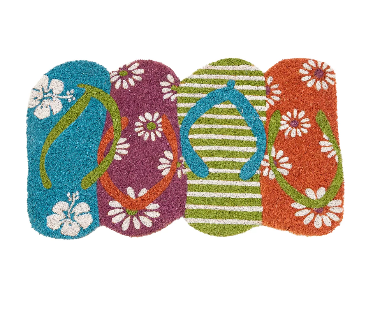 Multi-Color Patterned Flip-Flops Shaped Coir Doormat 3 Multi-Color Patterned Flip-Flops Shaped Coir Doormat