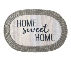 "Home Sweet Home" Gray Braided Accent Rug, (18" X 27")