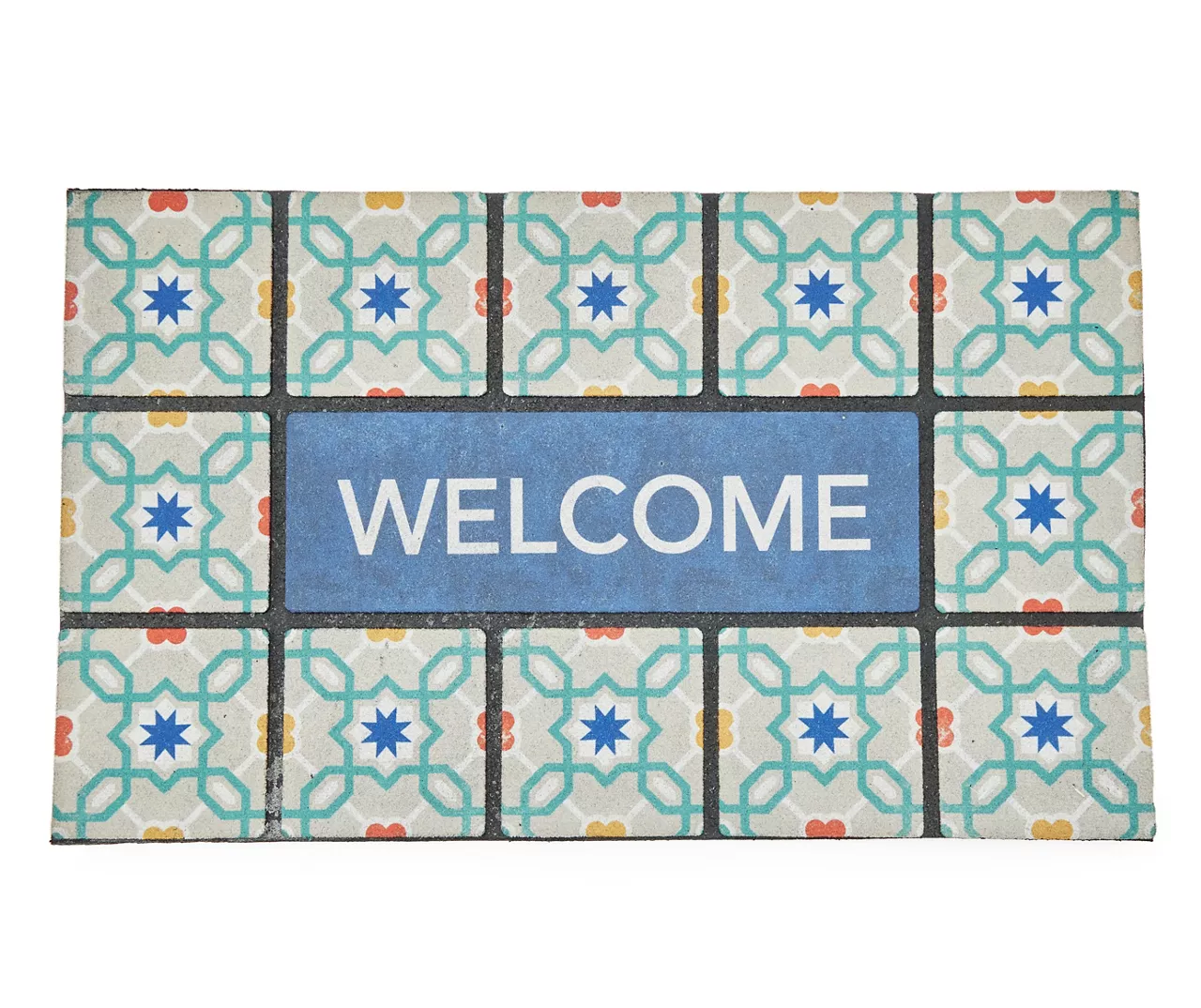Colton "Welcome" Blue & Green Tiles Doormat 3 Colton "Welcome" Blue & Green Tiles Doormat