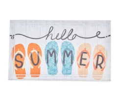 "Hello Summer" White, Orange & Blue Flip-Flop Doormat, (18" X 30")