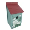 Blue & Red Daisy Hand Crafted Wood Birdhouse -Garden Furniture Store 810592569 A0