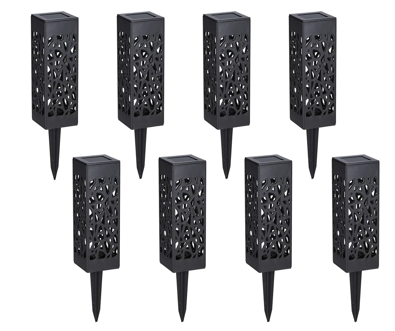 Black Cut-Out Geometric 8-Piece Solar Pathway Light Set 4 Black Cut-Out Geometric 8-Piece Solar Pathway Light Set - Image 2