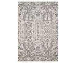 Summertime Ivory & Gray Geometric Ornamental Outdoor Area Rug, (8' X 10')
