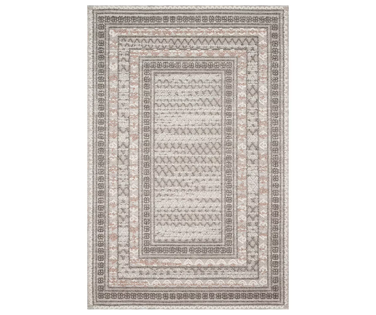 Summertime Gray & Ivory Geometric Borders Outdoor Area Rug, (5' X 7.5') 3 Summertime Gray & Ivory Geometric Borders Outdoor Area Rug, (5' X 7.5')