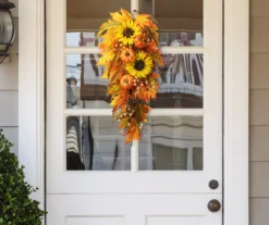 26" Sunflower, Pumpkin & Leaf Teardrop Wreath 8 26" Sunflower, Pumpkin & Leaf Teardrop Wreath -Garden Furniture Store 810596394 2