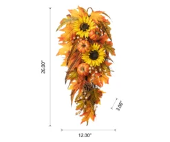 26" Sunflower, Pumpkin & Leaf Teardrop Wreath 11 26" Sunflower, Pumpkin & Leaf Teardrop Wreath -Garden Furniture Store 810596394 5
