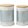 Galvanized Steel & White 2-Piece Metal Storage Stool Set -Garden Furniture Store 810596862 1