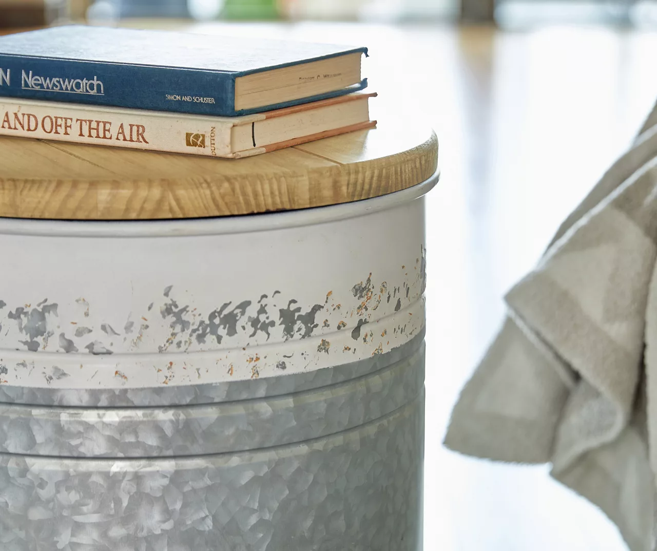 Galvanized Steel & White 2-Piece Metal Storage Stool Set 6 Galvanized Steel & White 2-Piece Metal Storage Stool Set - Image 4