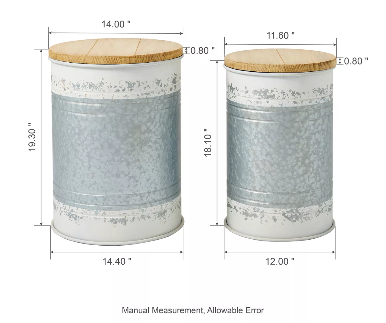 Galvanized Steel & White 2-Piece Metal Storage Stool Set 11 Galvanized Steel & White 2-Piece Metal Storage Stool Set - Image 9