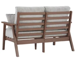 Emmeline Wood Look Cushioned Patio Loveseat -Garden Furniture Store 810599349 5