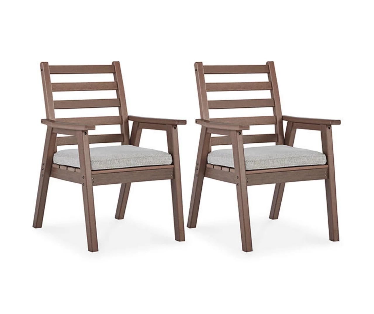 Emmeline Wood Look Cushioned Patio Armchairs, 2-Pack 3 Emmeline Wood Look Cushioned Patio Armchairs, 2-Pack